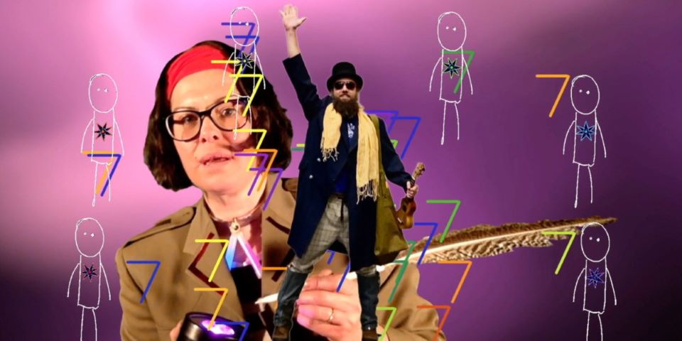 man, woman and stick figues