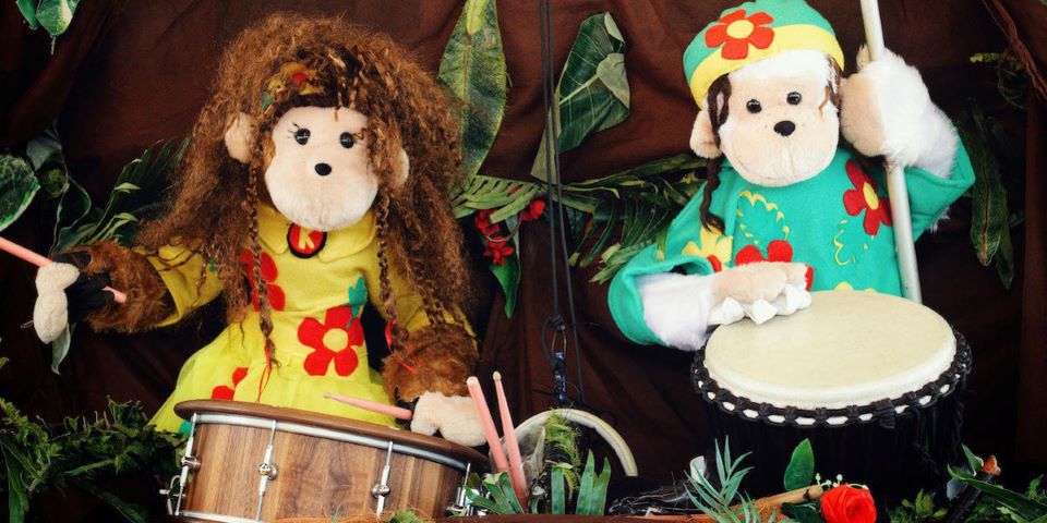 drumming monkey puppets