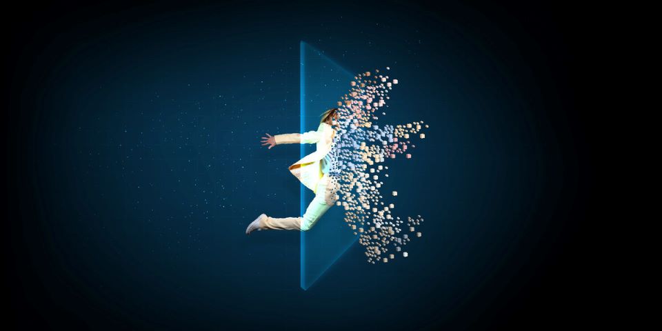 man disintegrating
