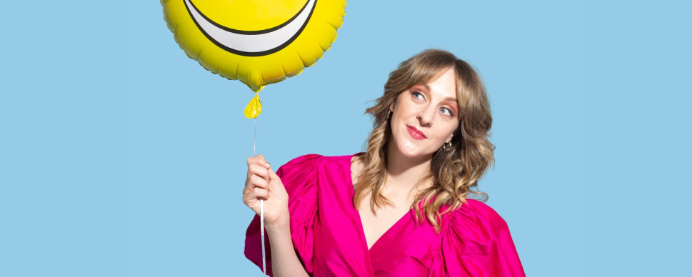 woman with balloon