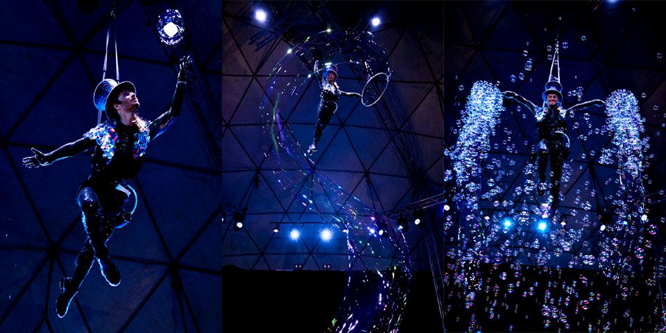 acrobat and bubbles