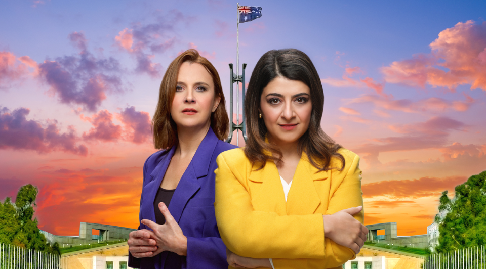 two women under Australian flag