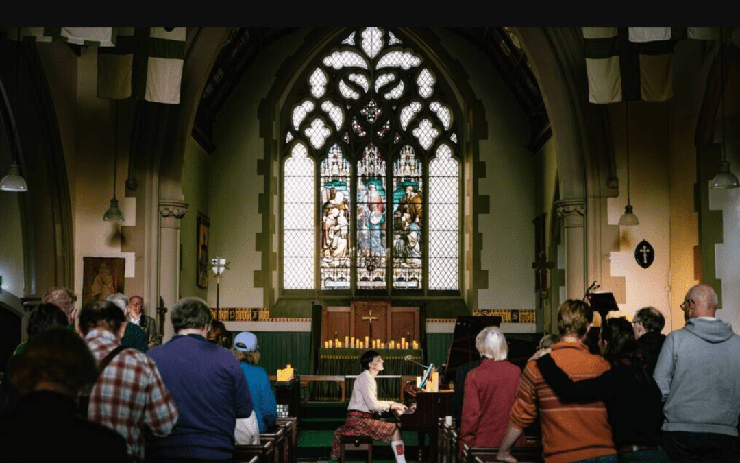 pianist in a church