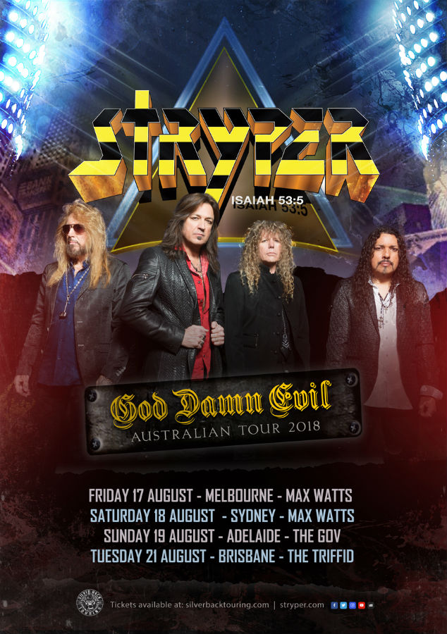 STRYPER - God Damn Evil Poster - Silverback Touring - The Gov - The Clothesline